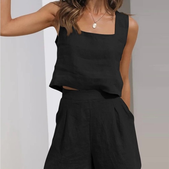 Black linen matching set - Picture 3 of 3